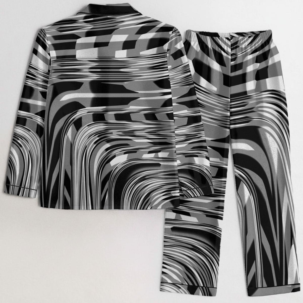 "Black Plaid" Women's Satin Pajama Set