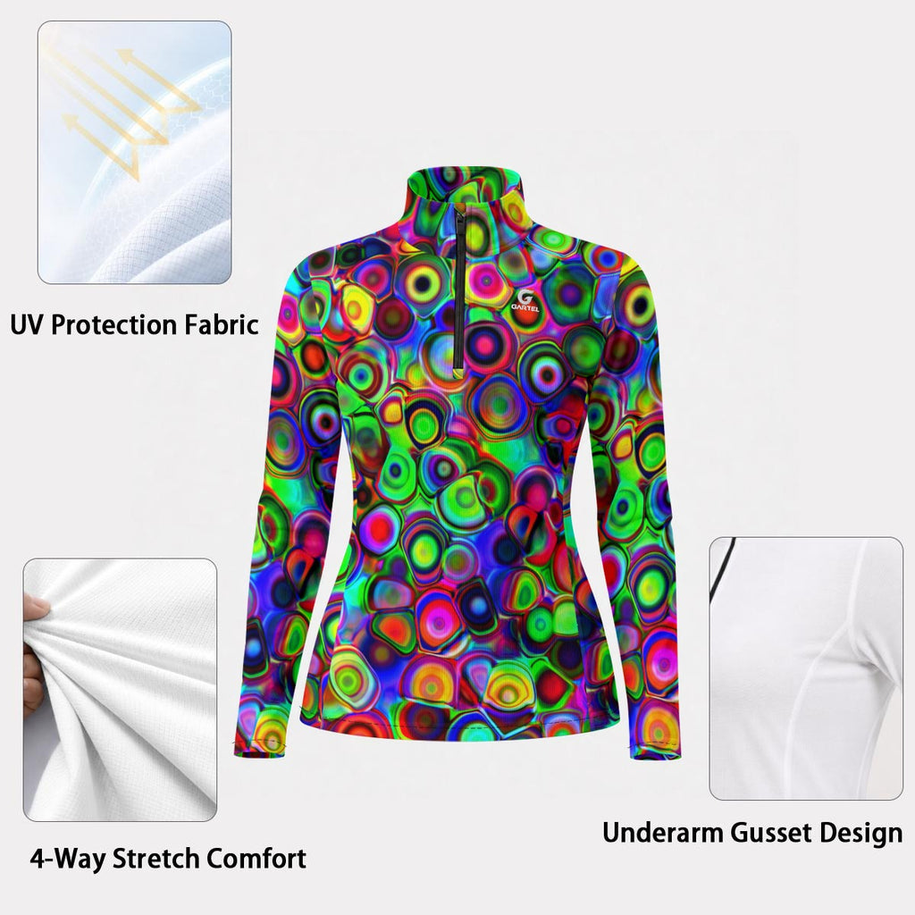 "Cosmic Bubbles" Women's Stand-Collar Sun Protection Sport Jersey