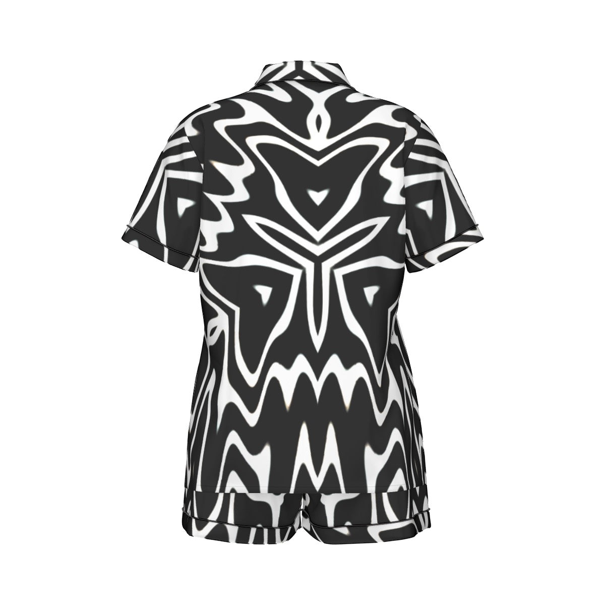 "Phantom Frequency" Women's Imitation Silk Pajama Set With Short Sleeve