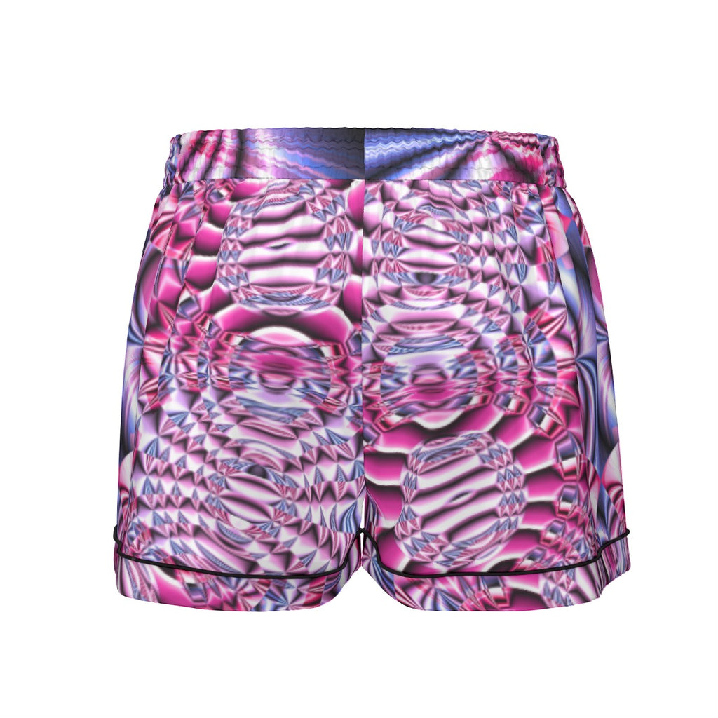 "Space Labyrinth" Women's Imitation Silk Pajama Set With Short Sleeve