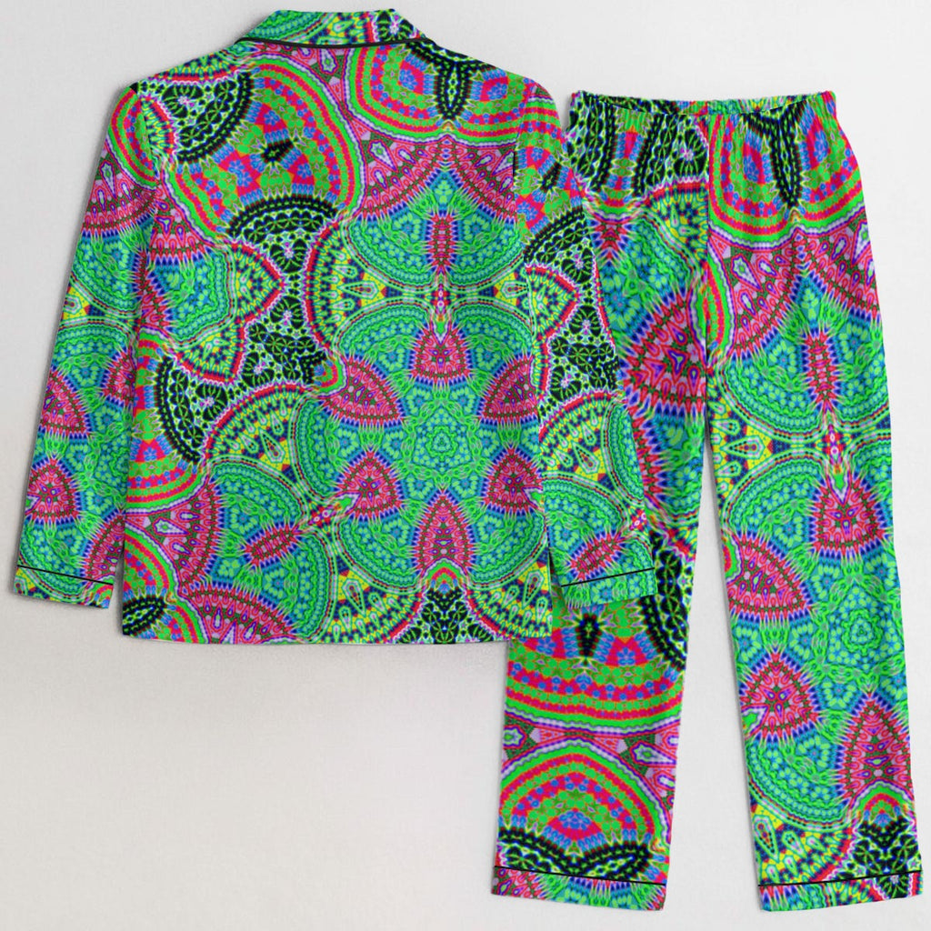 "Maharajah" (Green)  Women's Satin Pajama Set