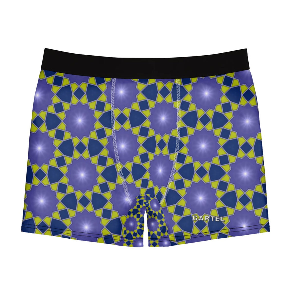 "Mechanical Blue Flowers" Men's Stretch Boxer Briefs