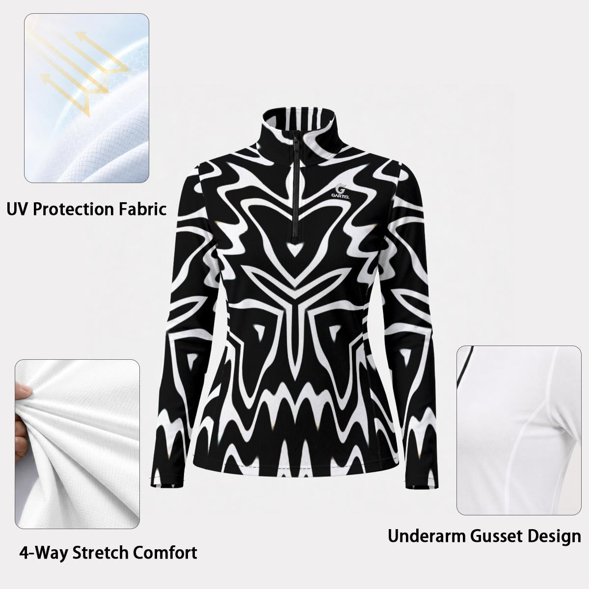 "Phantom Frequency" Women's Stand-Collar Sun Protection Sport Jersey