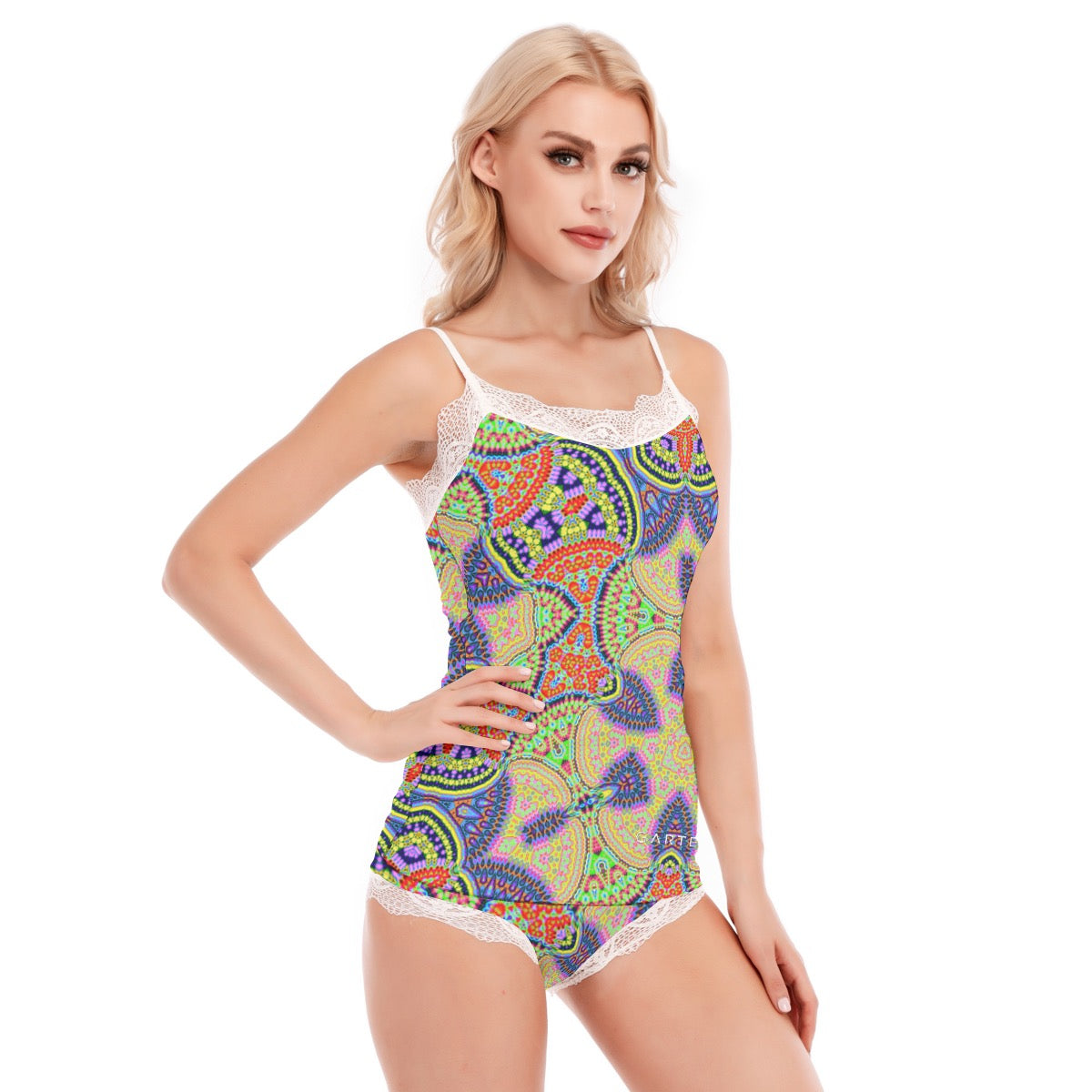 "Maharajah" Women's Pajama Set With Lace Edge