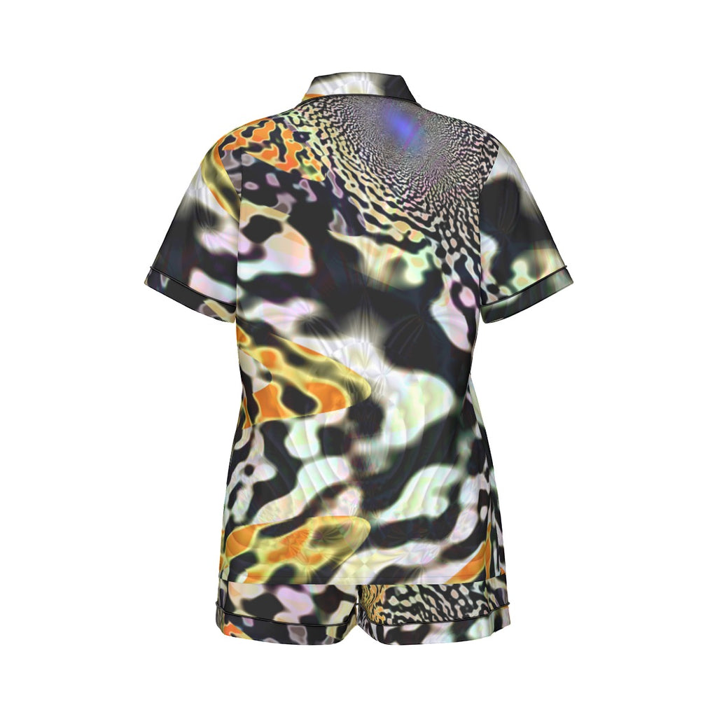 "Animalia" Women's Imitation Silk Pajama Set With Short Sleeve