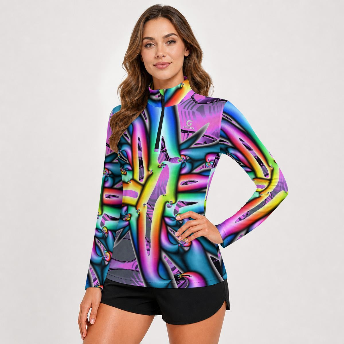 "Electric Avenue" Women's Stand-Collar Sun Protection Sport Jersey