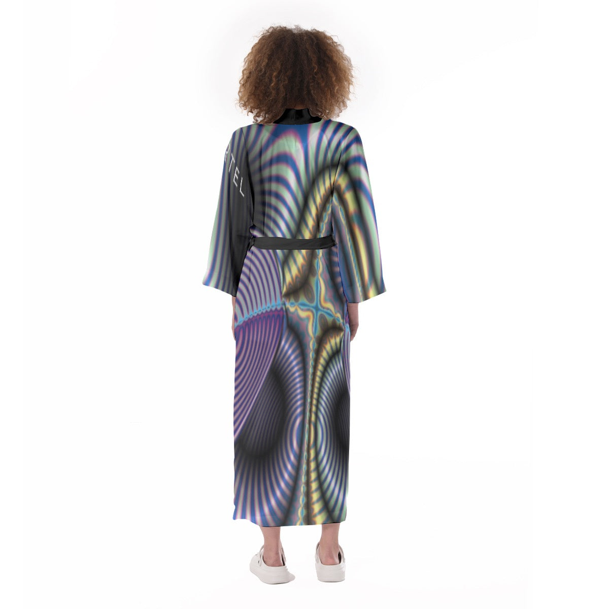 "Prismatic Eclipse" Women's Satin Kimono Long Robe