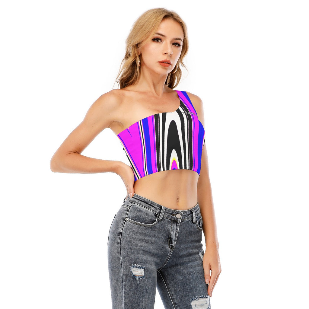 "Rocket Ride" Women's One-Shoulder Cropped Top