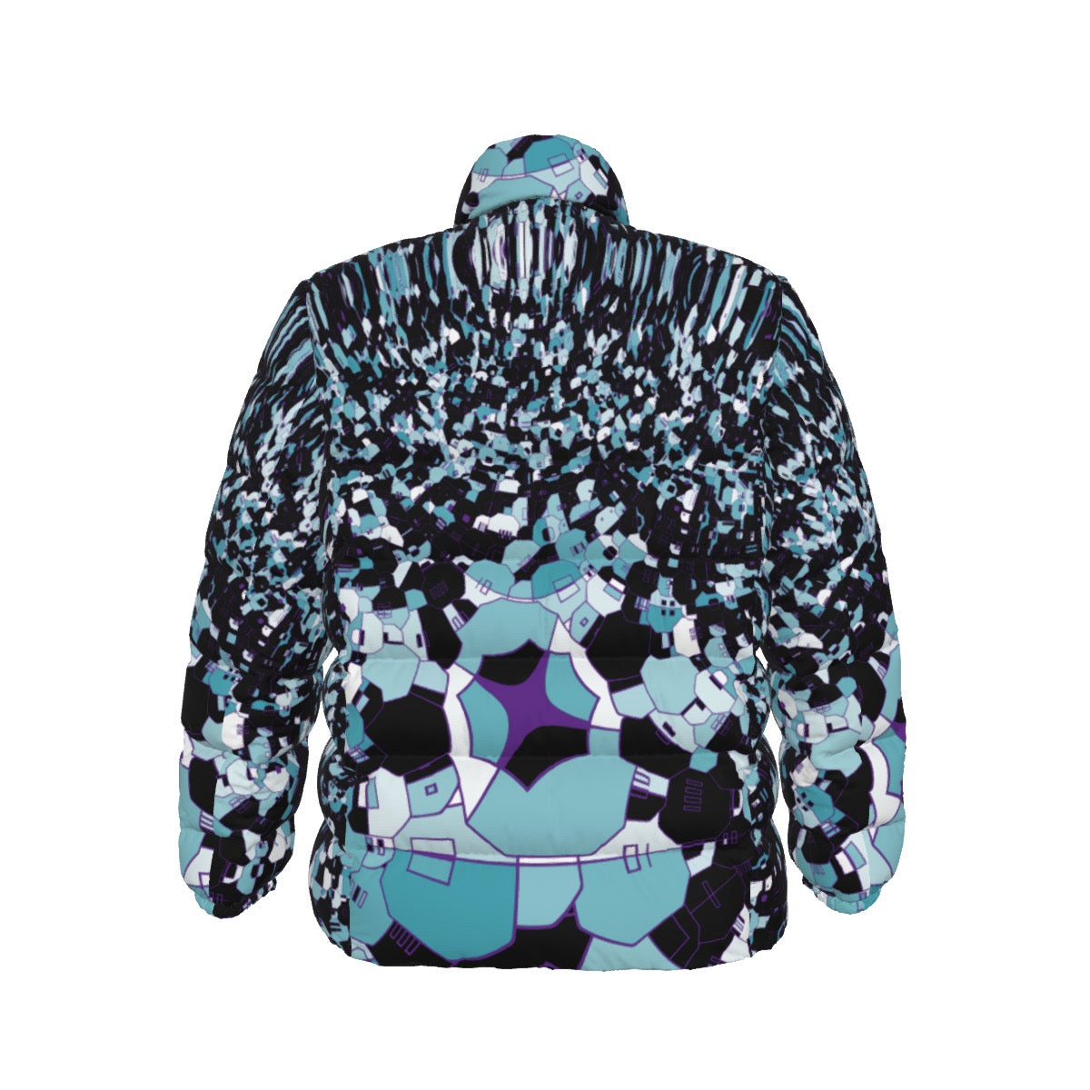 "Blue Peacock" Unisex Stand Collar Down Jacket