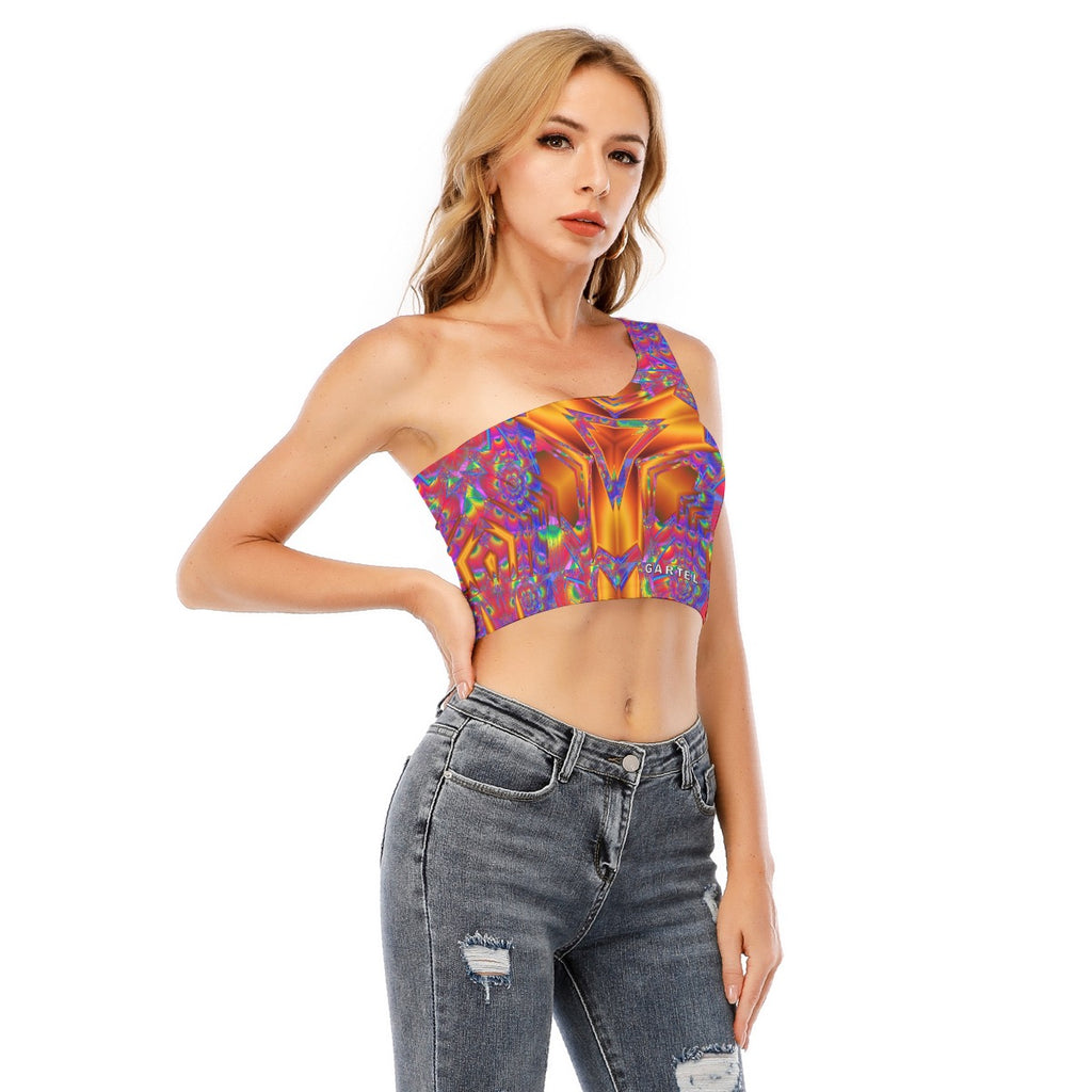 "Alien Monster" Women's One-Shoulder Cropped Top