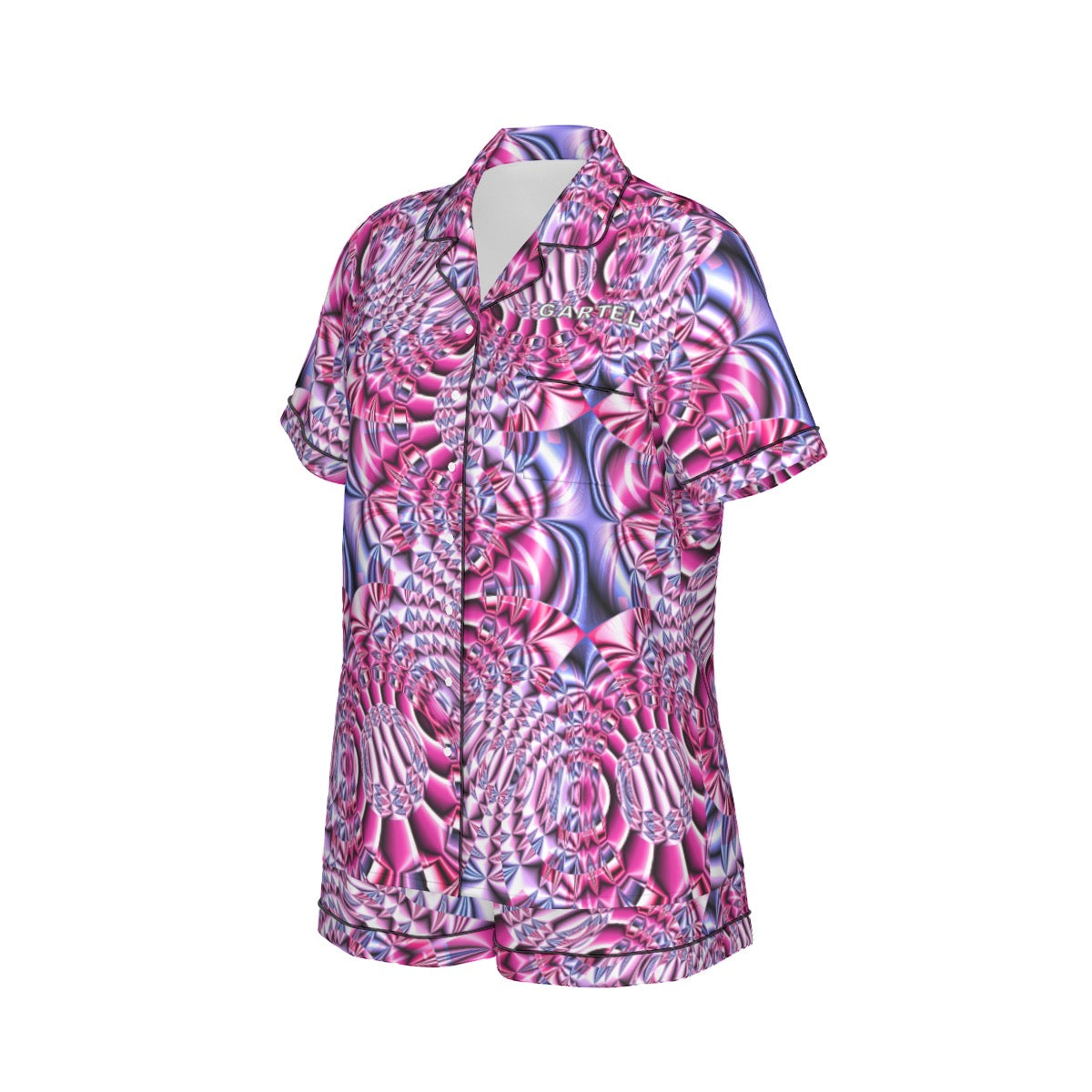 "Space Labyrinth" Women's Imitation Silk Pajama Set With Short Sleeve