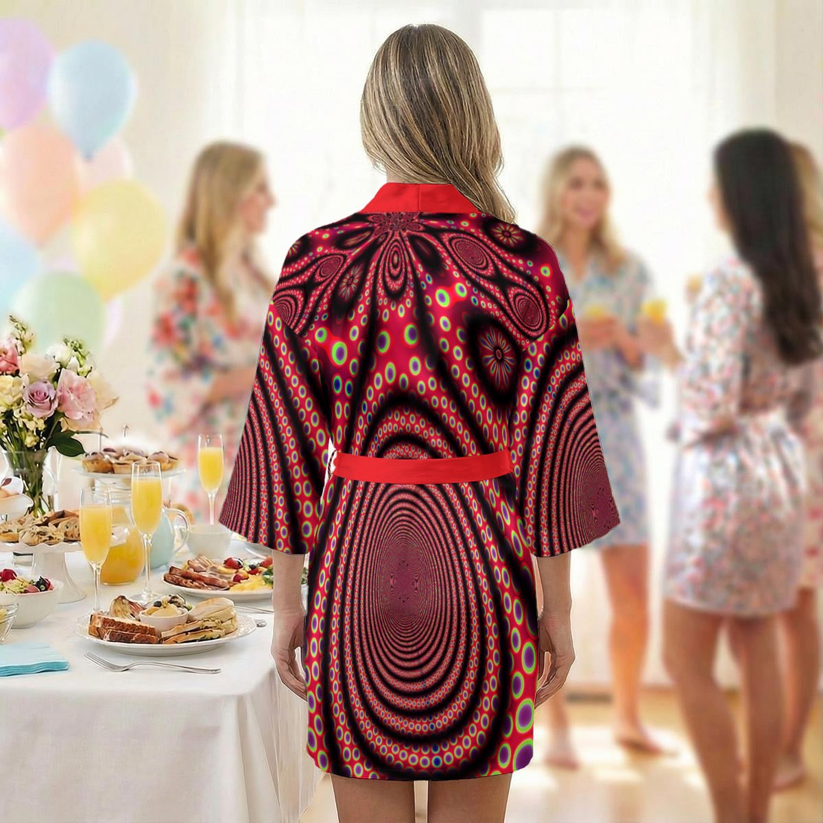 "Electric Octopus" Women's Satin Wedding Robe