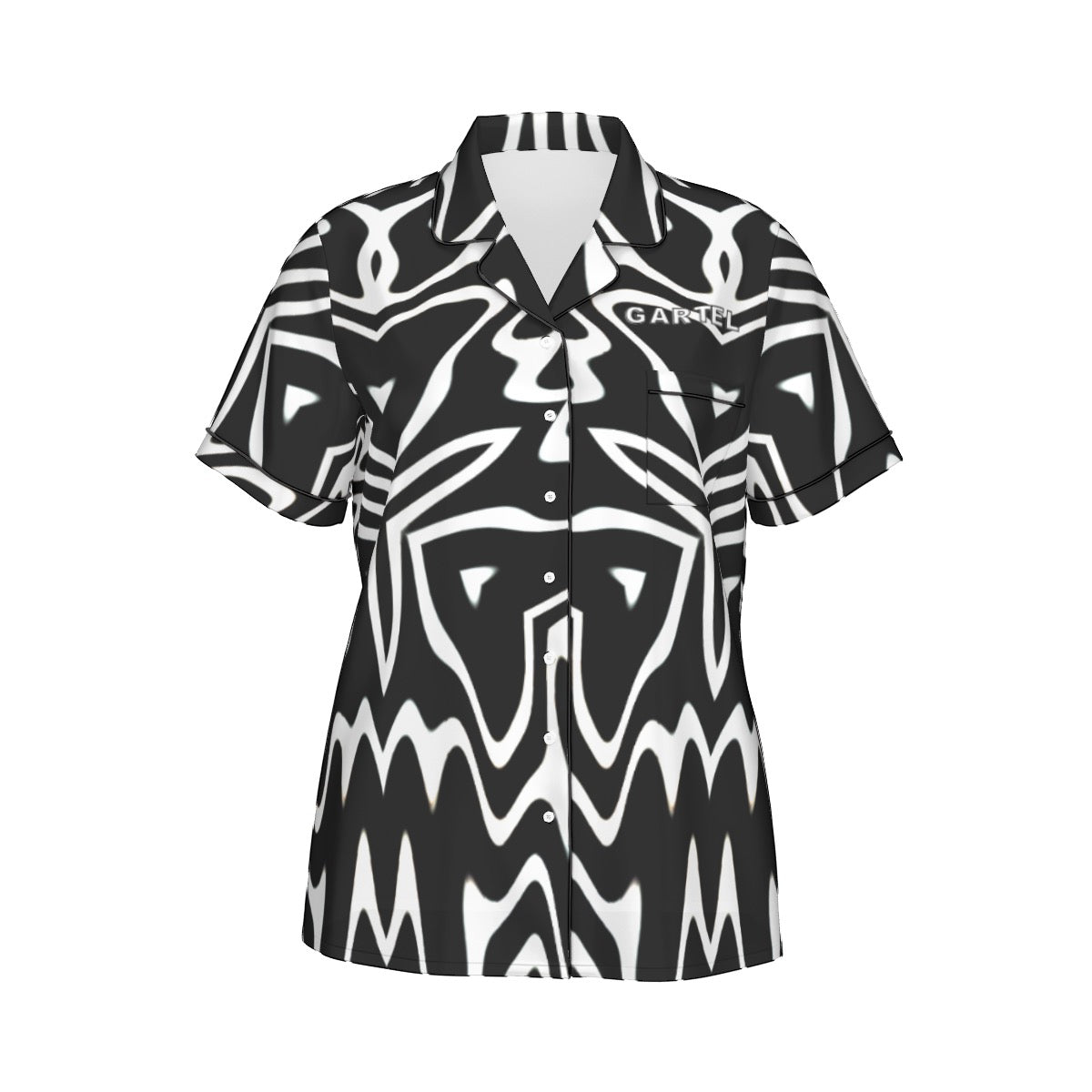"Phantom Frequency" Women's Imitation Silk Pajama Set With Short Sleeve