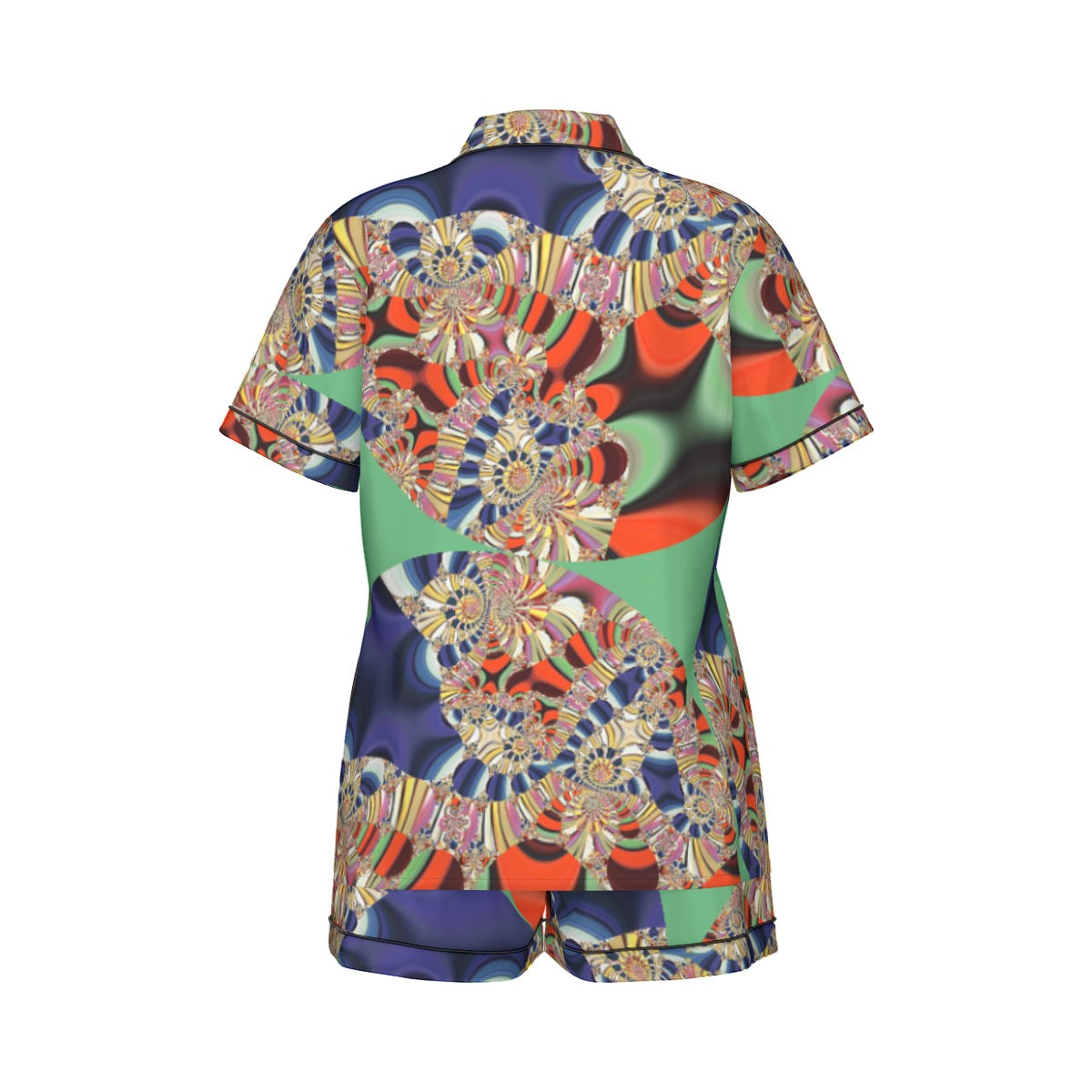 "Royal Tapestry" Women's Imitation Silk Pajama Set With Short Sleeve