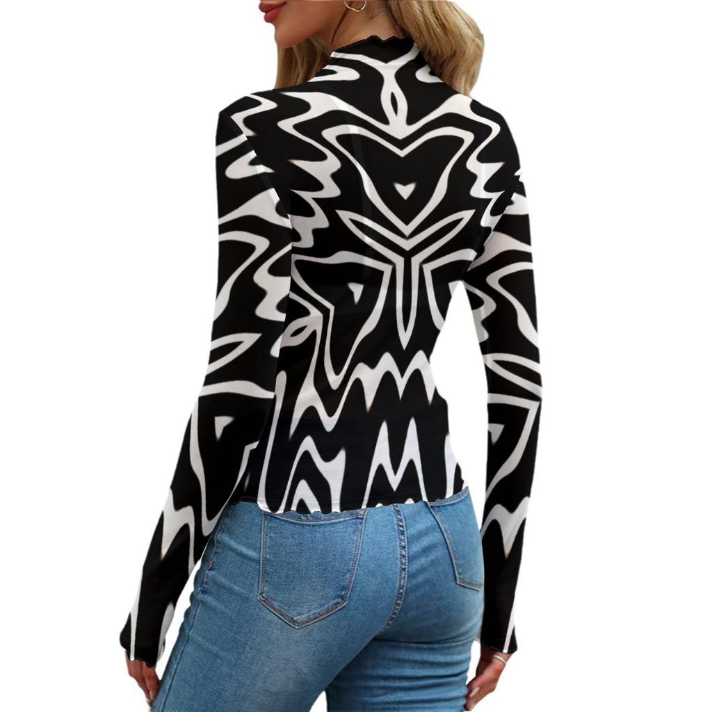 “Phantom Frequency” Women’s Mesh Long Sleeve Top