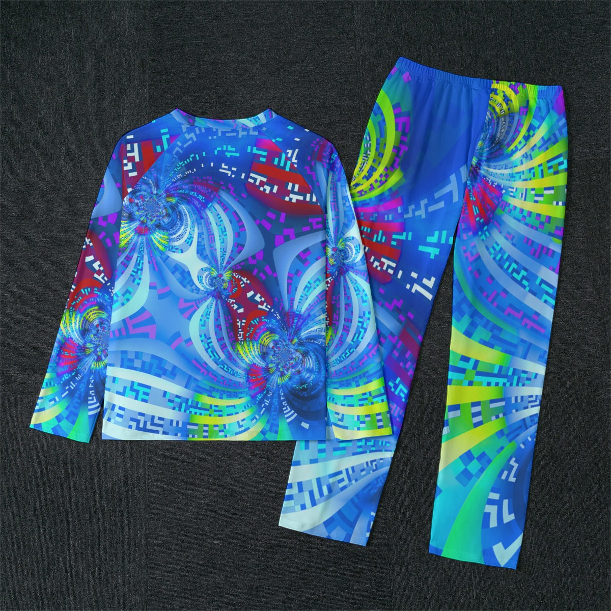 "Hywy Ribbons" Men's Raglan Sleeve Pajamas with Wide Ankles