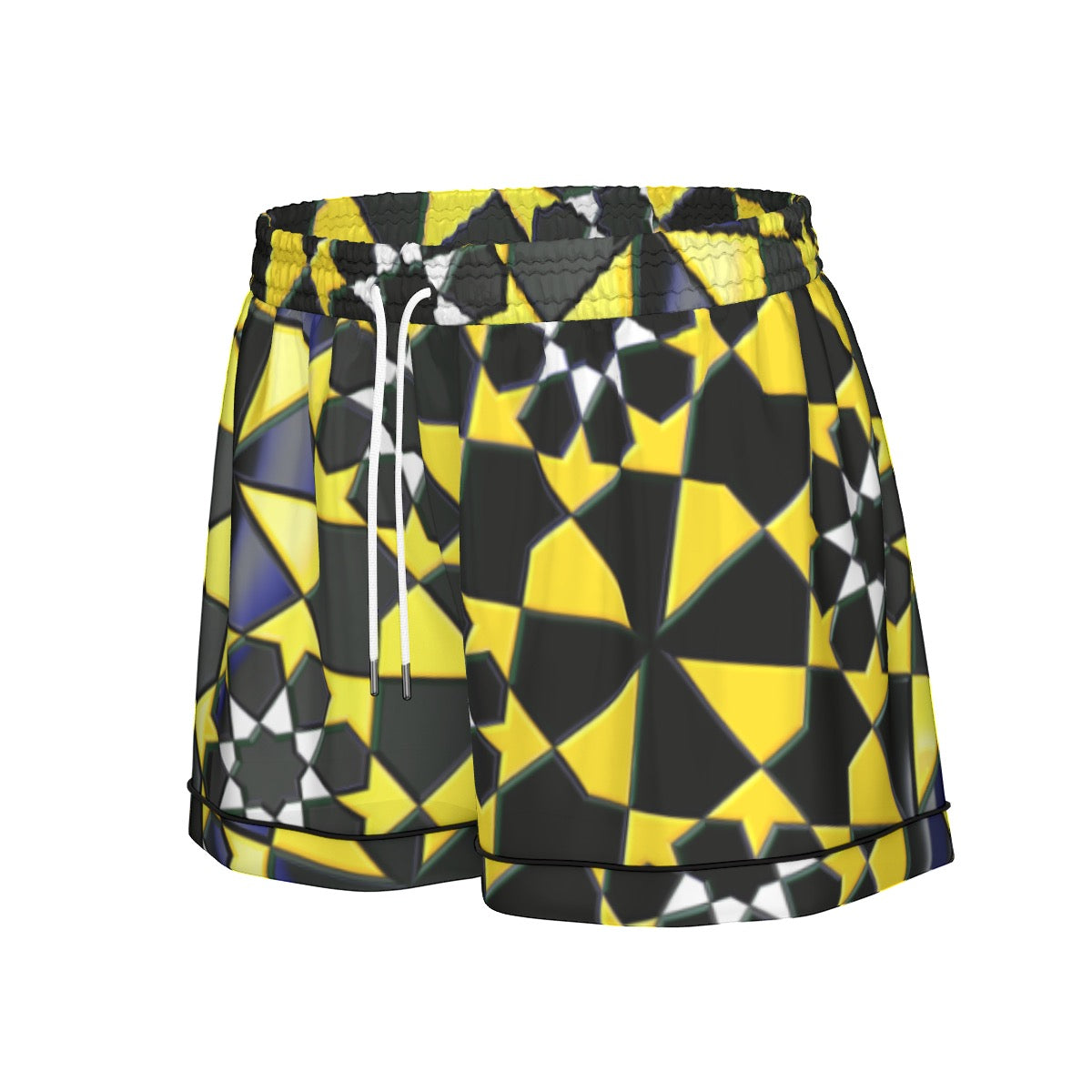 "Solar Lattice" Women's Imitation Silk Pajama Set With Short Sleeve