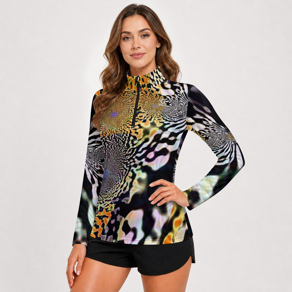 "Animalia" Women's Stand-Collar Sun Protection Sport Jersey