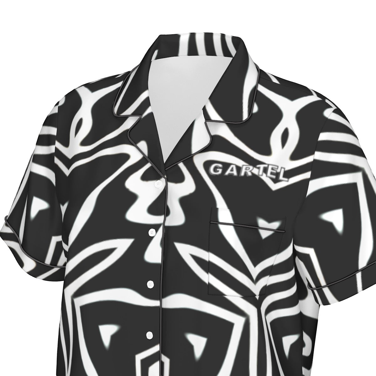 "Phantom Frequency" Women's Imitation Silk Pajama Set With Short Sleeve