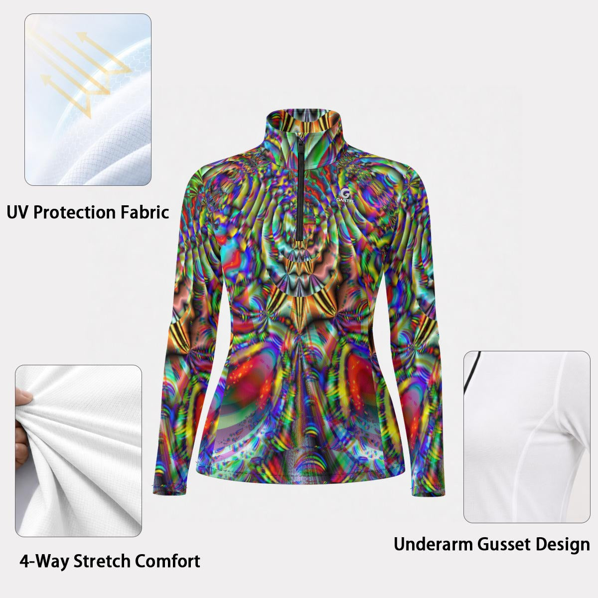 "The Chromatic Vortex" Women's Stand-Collar Sun Protection Sport Jersey