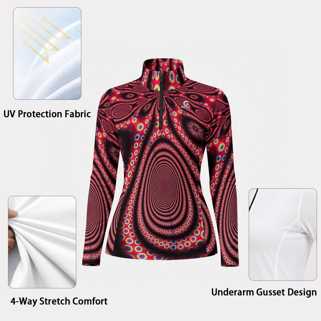 "Electric Octopus" Women's Stand-Collar Sun Protection Sport Jersey