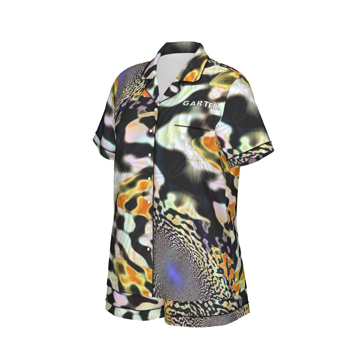 "Animalia" Women's Imitation Silk Pajama Set With Short Sleeve