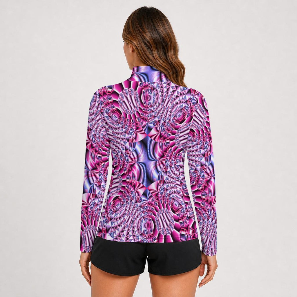 "Space Labyrinth" Women's Stand-Collar Sun Protection Sport Jersey