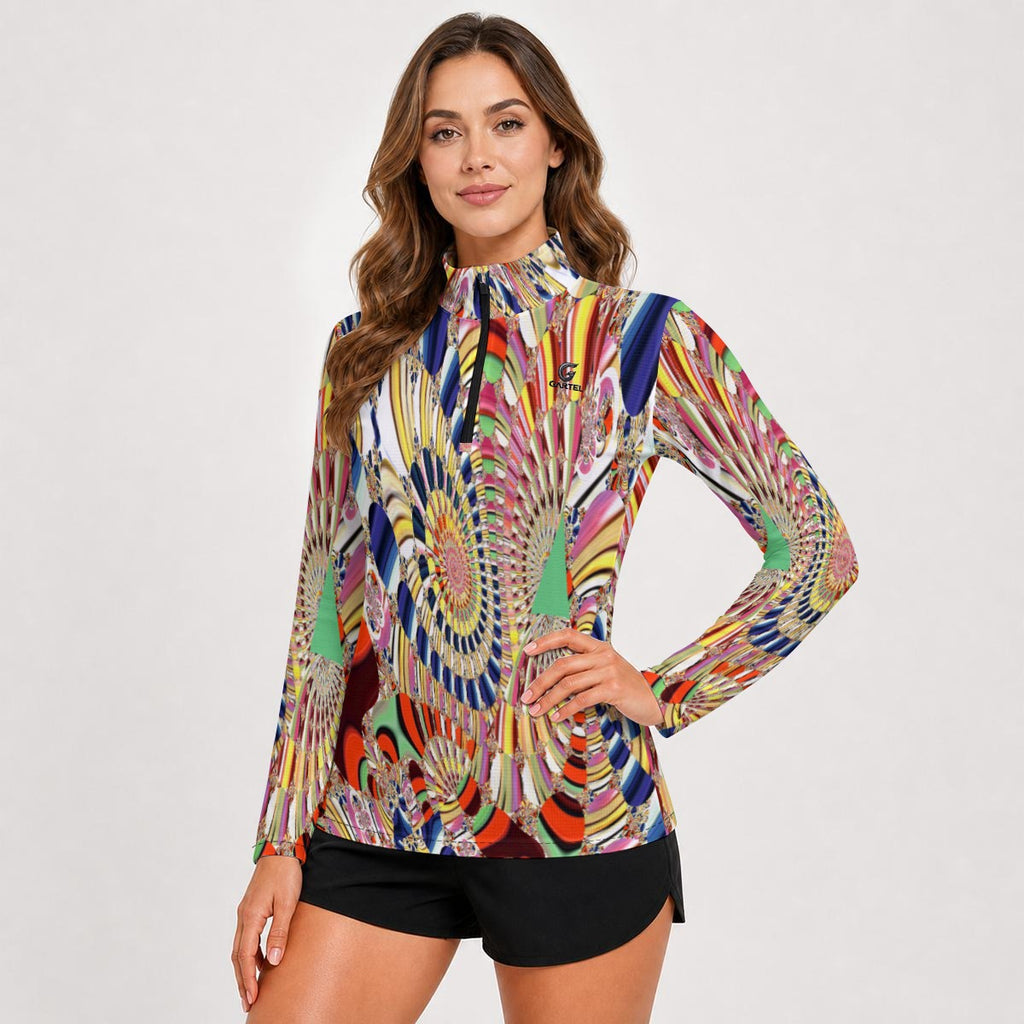 "Ancient Frequency" Women's Stand-Collar Sun Protection Sport Jersey