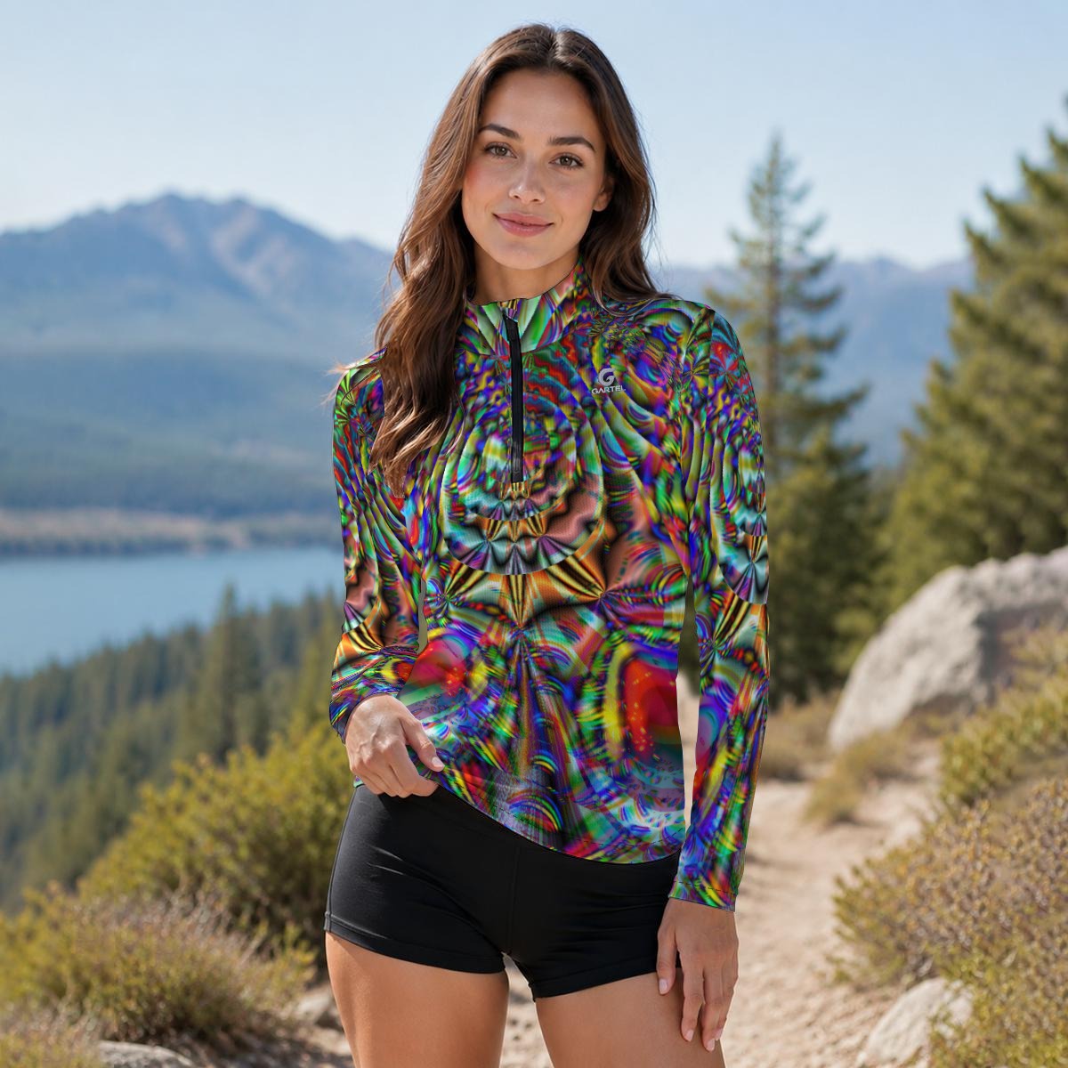 "The Chromatic Vortex" Women's Stand-Collar Sun Protection Sport Jersey