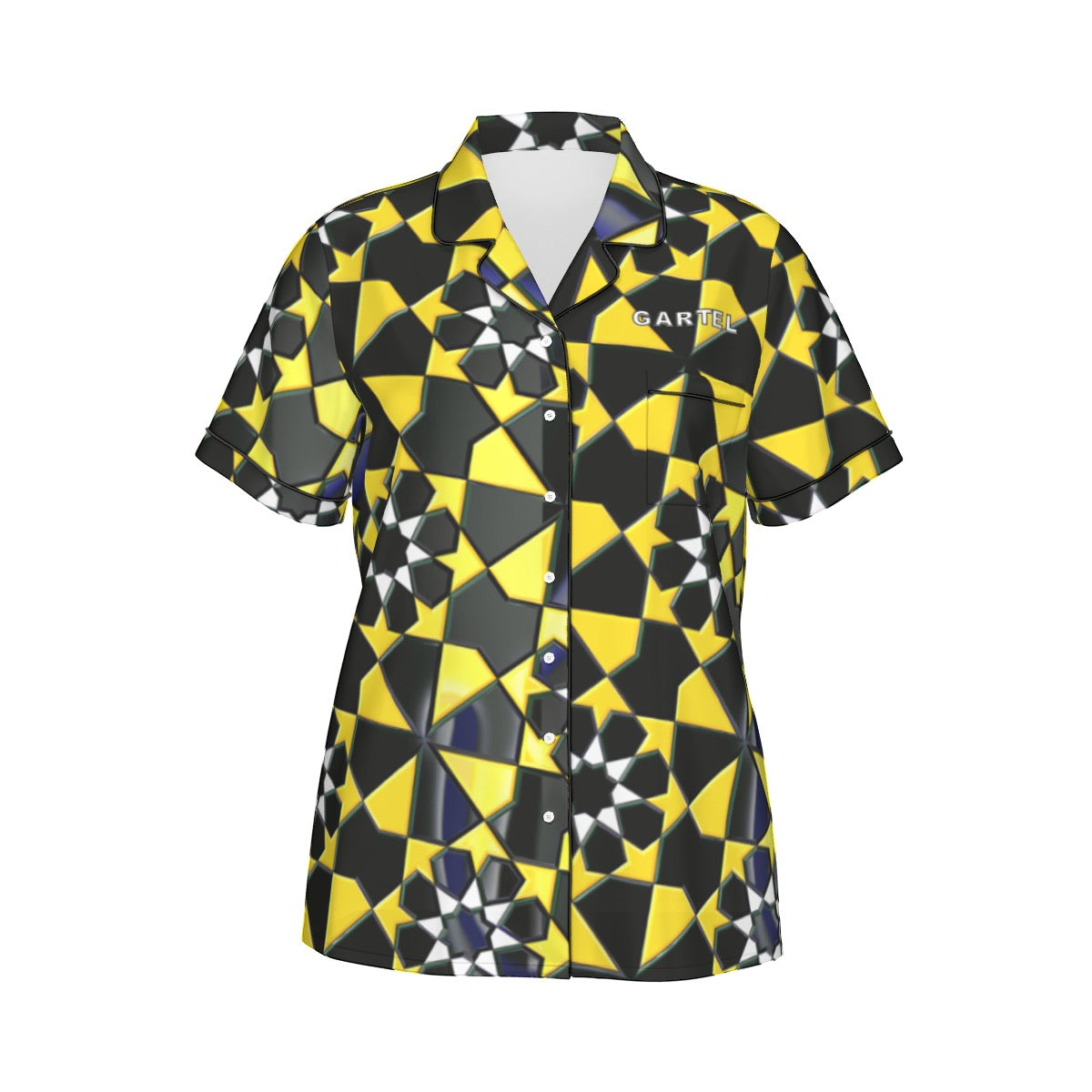 "Solar Lattice" Women's Imitation Silk Pajama Set With Short Sleeve