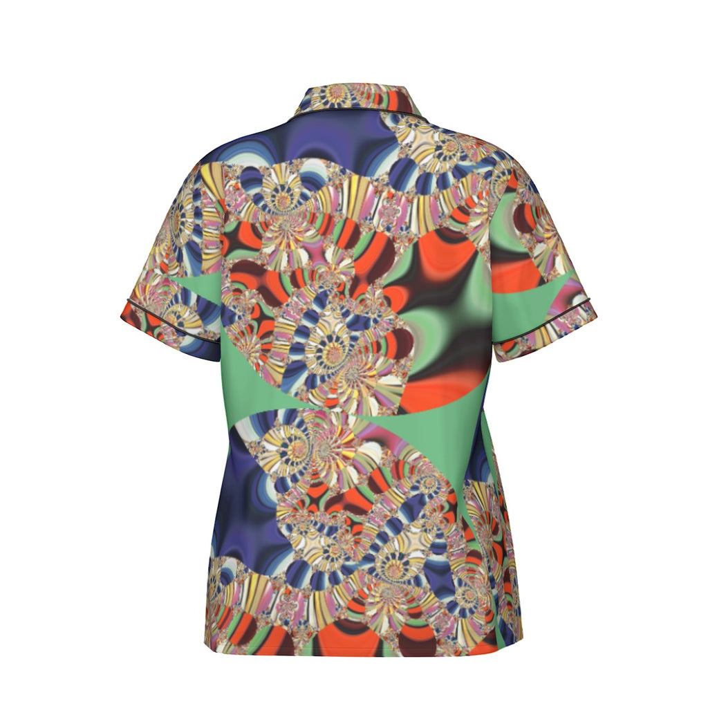 "Royal Tapestry" Women's Imitation Silk Pajama Set With Short Sleeve