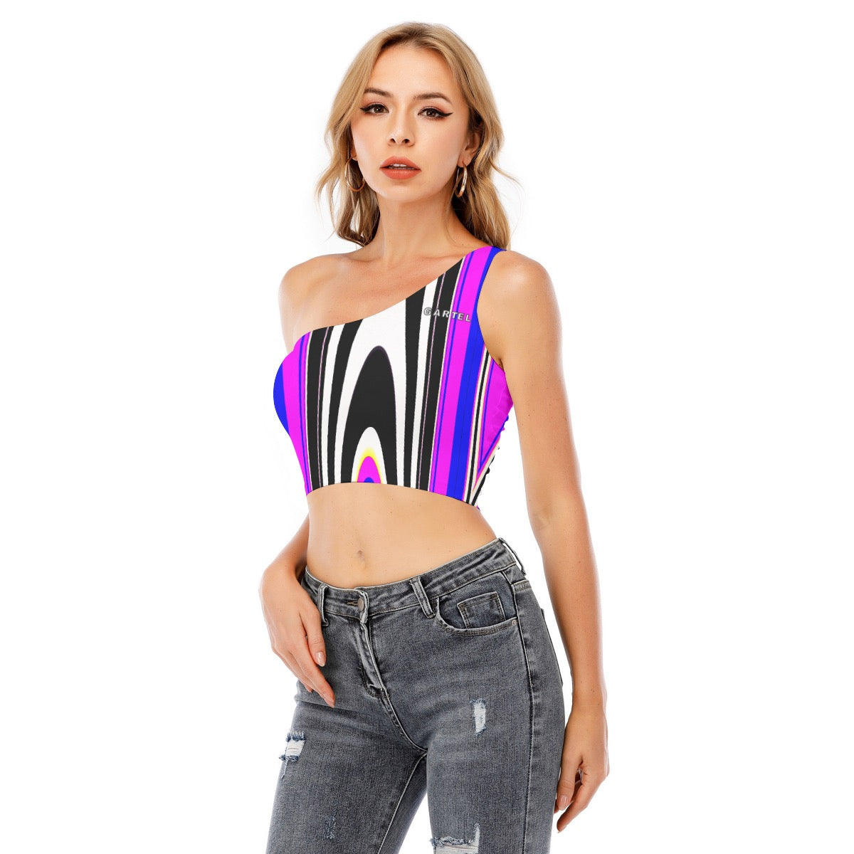 "Rocket Ride" Women's One-Shoulder Cropped Top