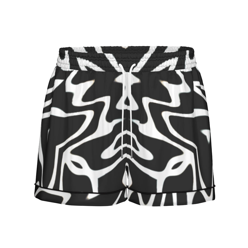 "Phantom Frequency" Women's Imitation Silk Pajama Set With Short Sleeve