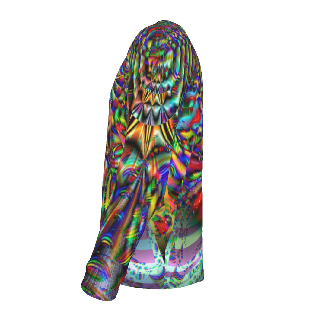 "Chromatic Vortex" Men's Raglan Long Sleeve Cotton  T-shirt