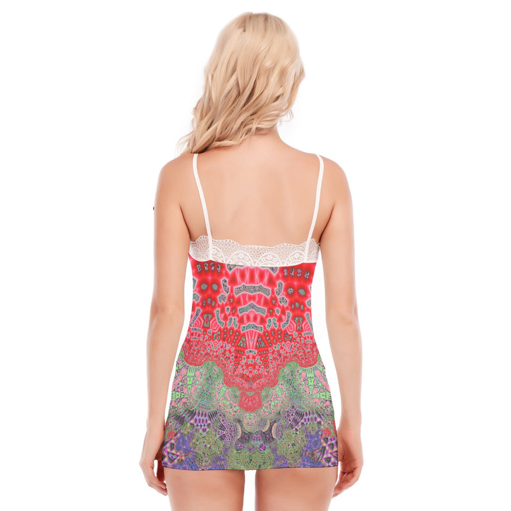 "Goddess Aztec" Women's Pajama Set With Lace Edge