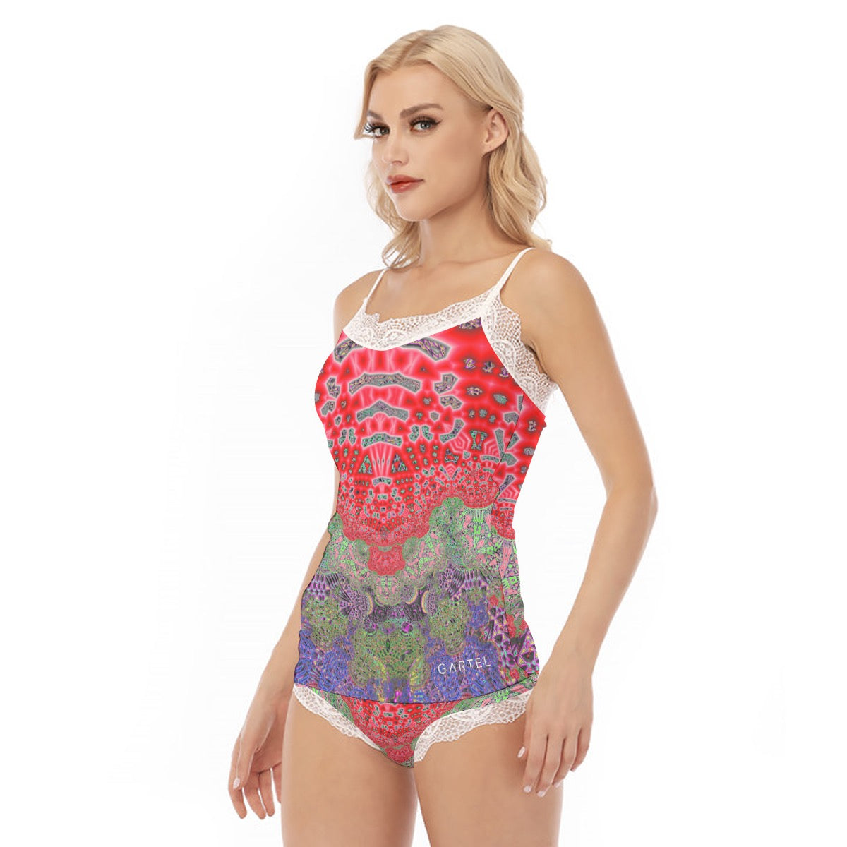 "Goddess Aztec" Women's Pajama Set With Lace Edge