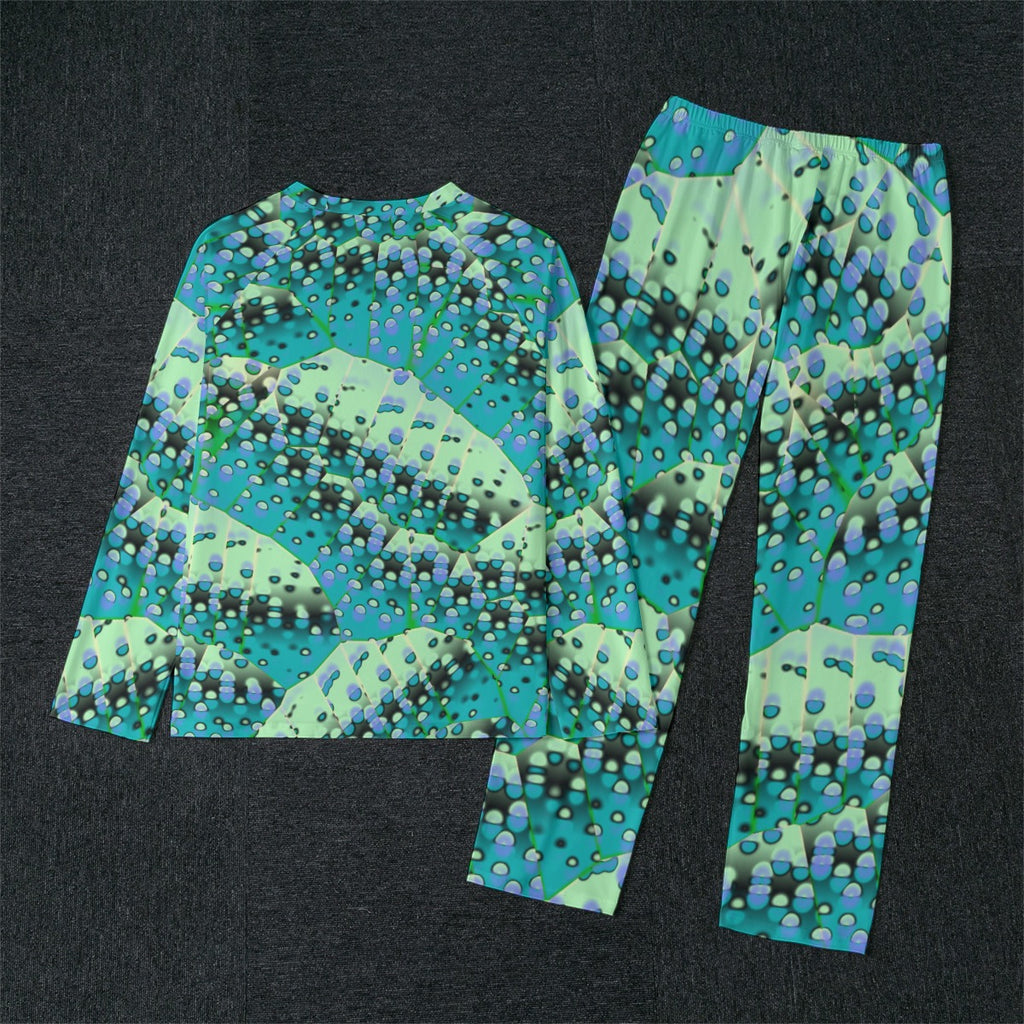 "Ocean Mosaic"Men's Raglan Sleeve Pajamas With Wide Ankles