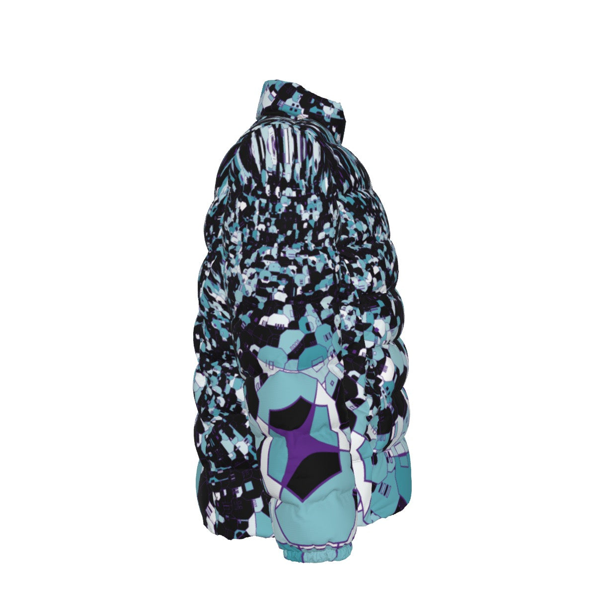 "Blue Peacock" Unisex Stand Collar Down Jacket