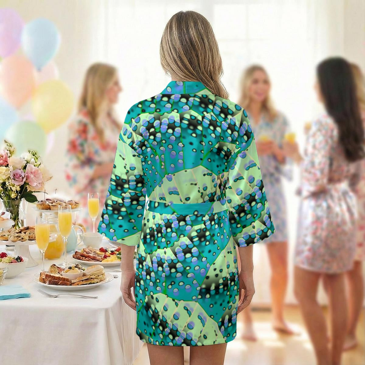 "Ocean Mosaic" Women's Satin Wedding Robe