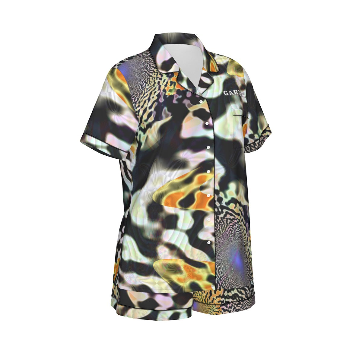 "Animalia" Women's Imitation Silk Pajama Set With Short Sleeve