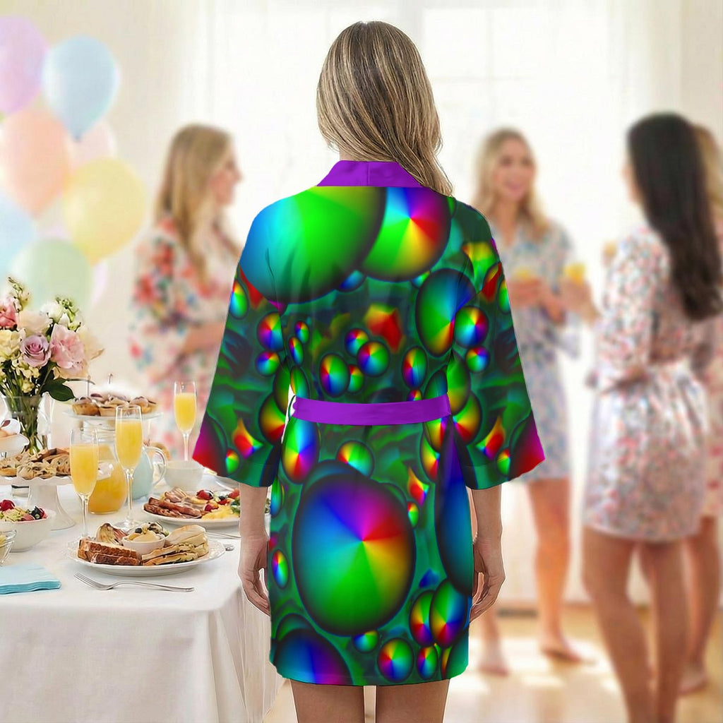 "Cosmic Bubbles"  Women's Satin Wedding Robe