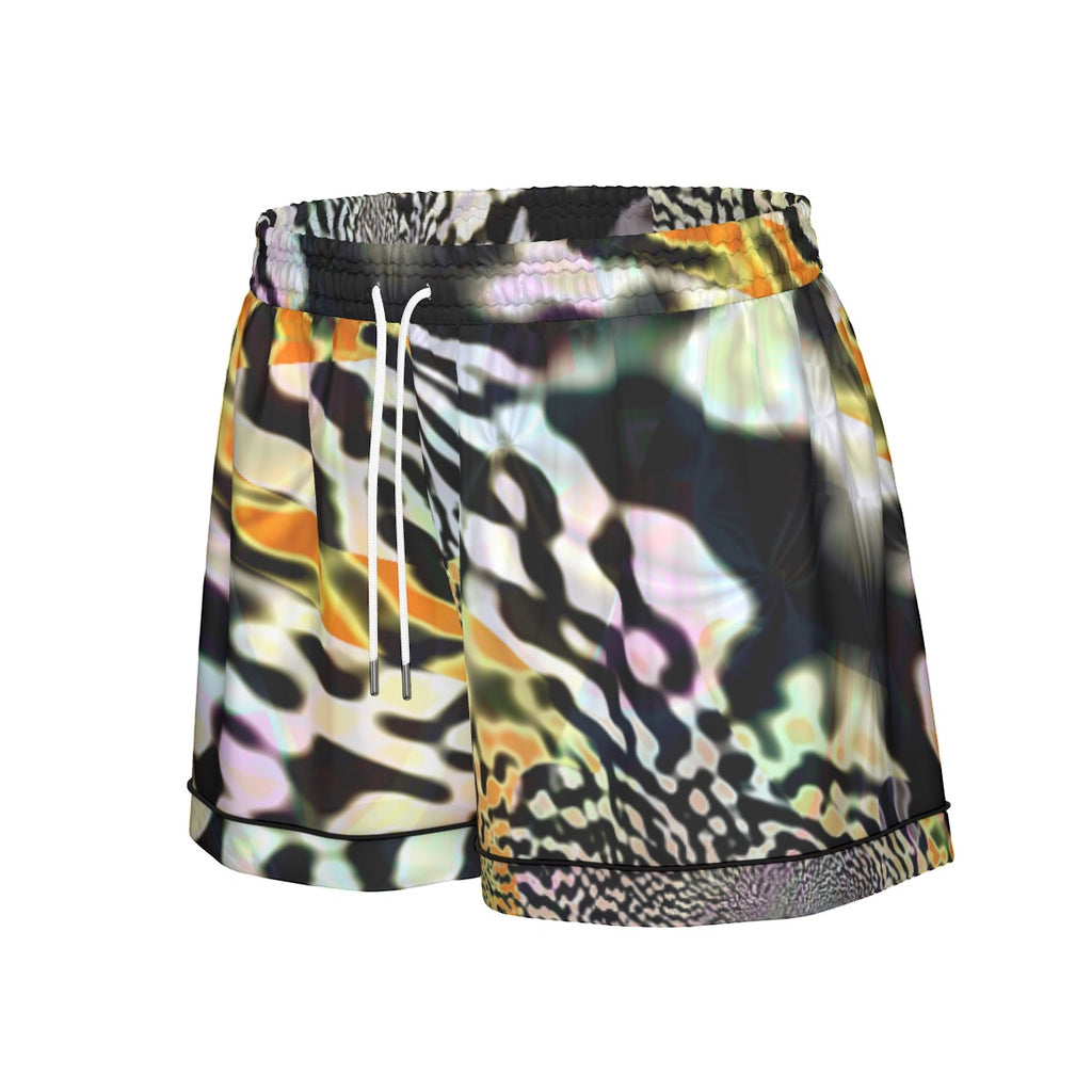 "Animalia" Women's Imitation Silk Pajama Set With Short Sleeve