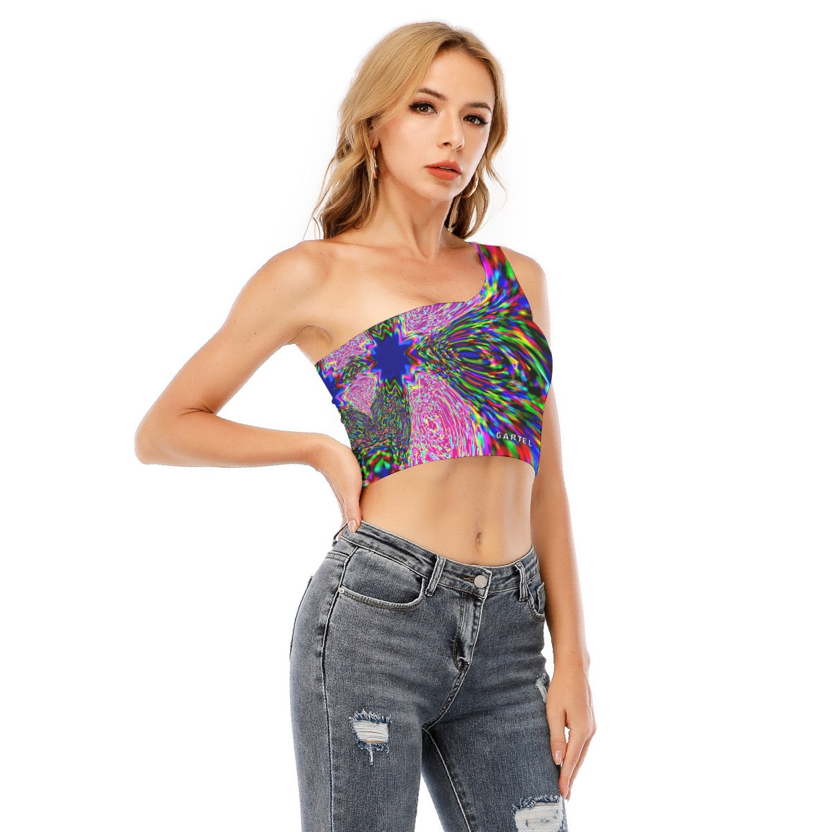 "Bowties" Women's One-Shoulder Cropped Top
