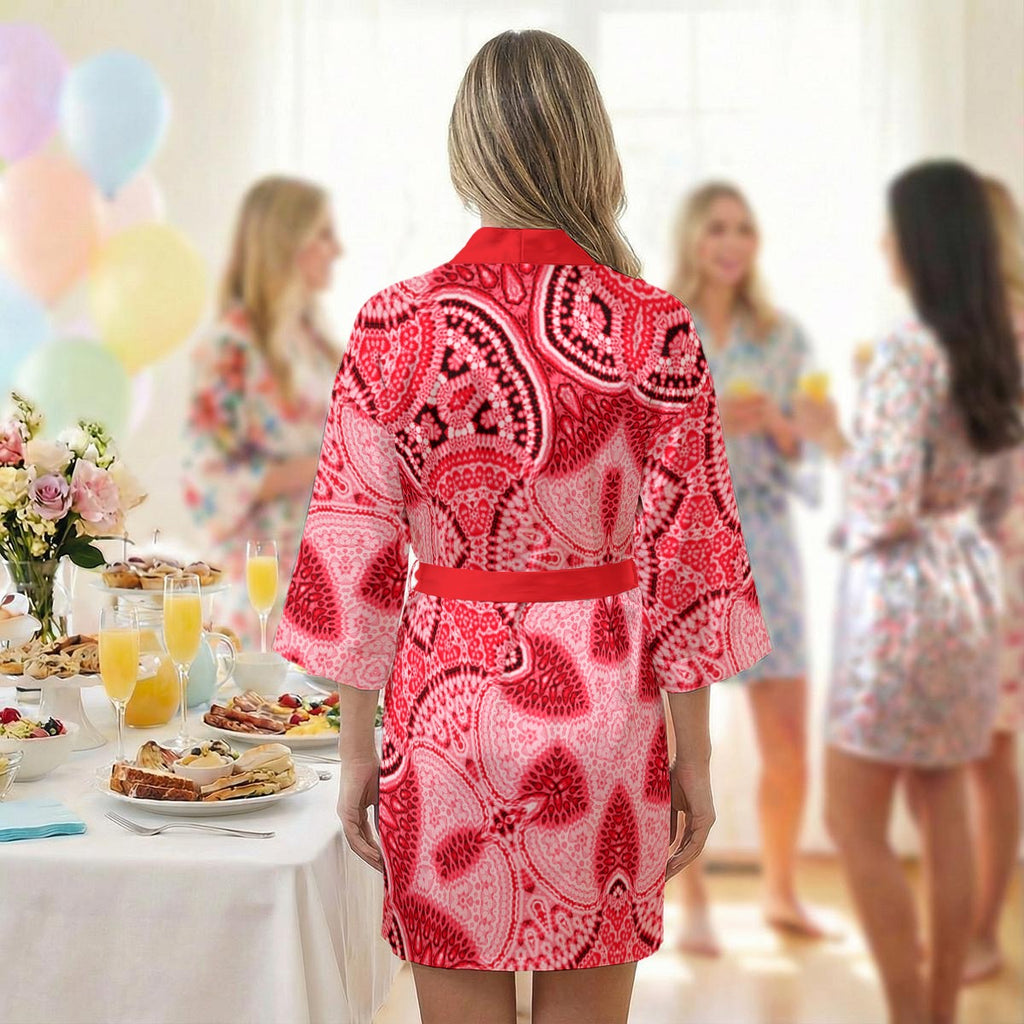 "Maharajah" (Red) Women's Satin Wedding Robe