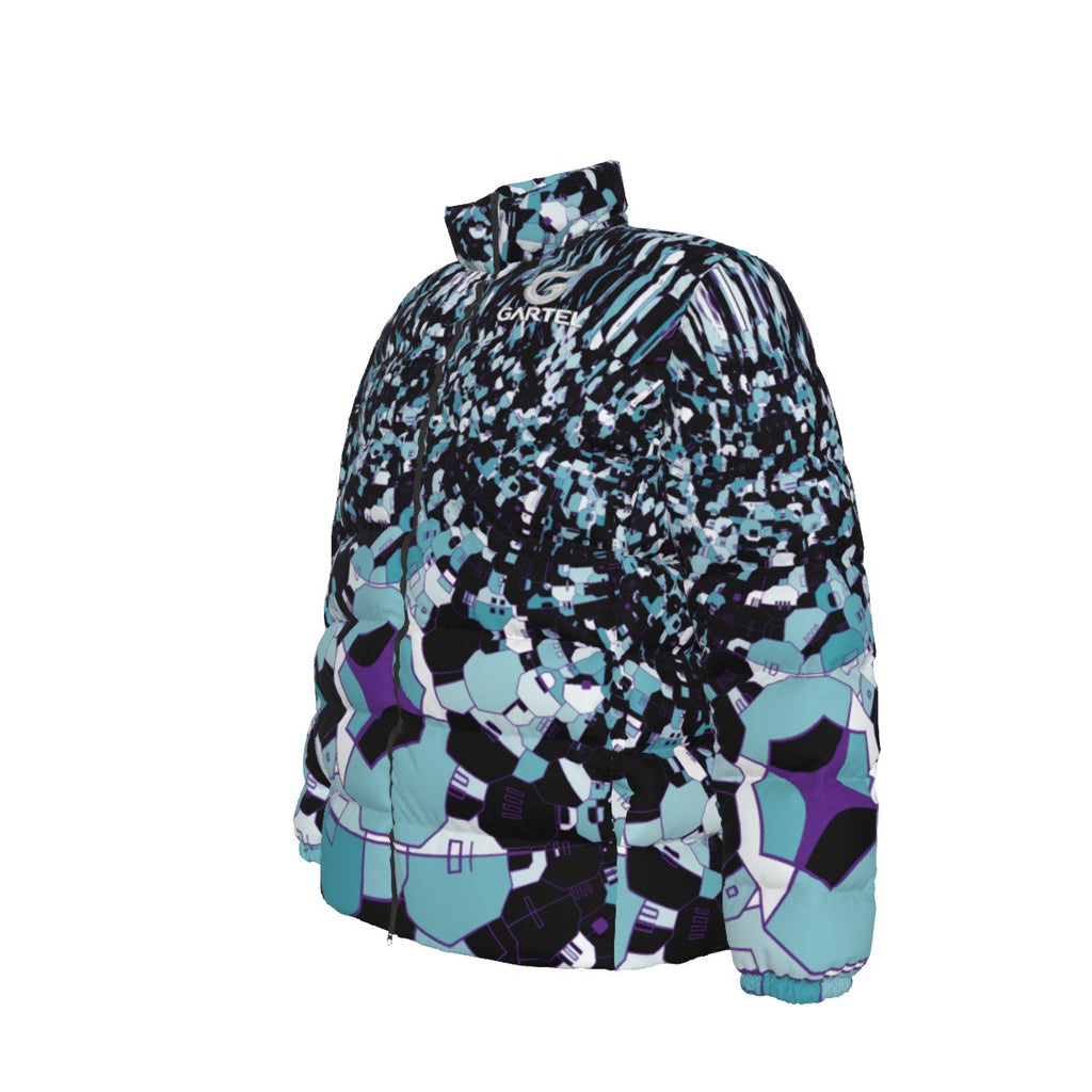 "Blue Peacock" Unisex Stand Collar Down Jacket