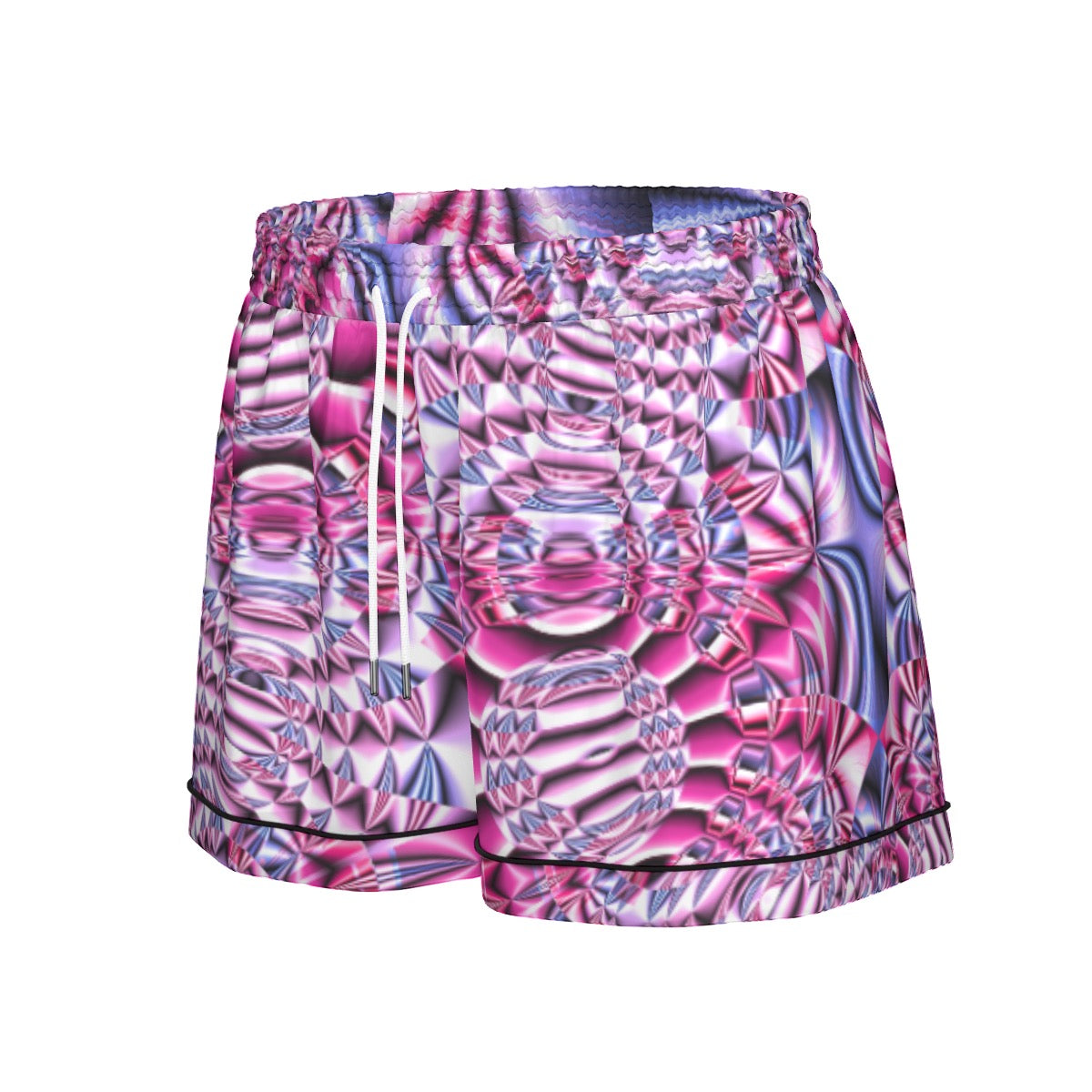"Space Labyrinth" Women's Imitation Silk Pajama Set With Short Sleeve