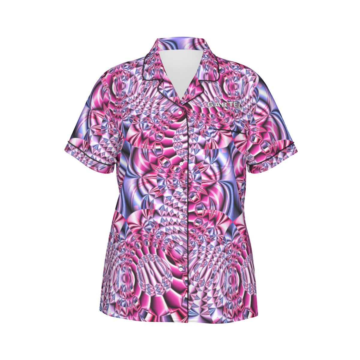 "Space Labyrinth" Women's Imitation Silk Pajama Set With Short Sleeve