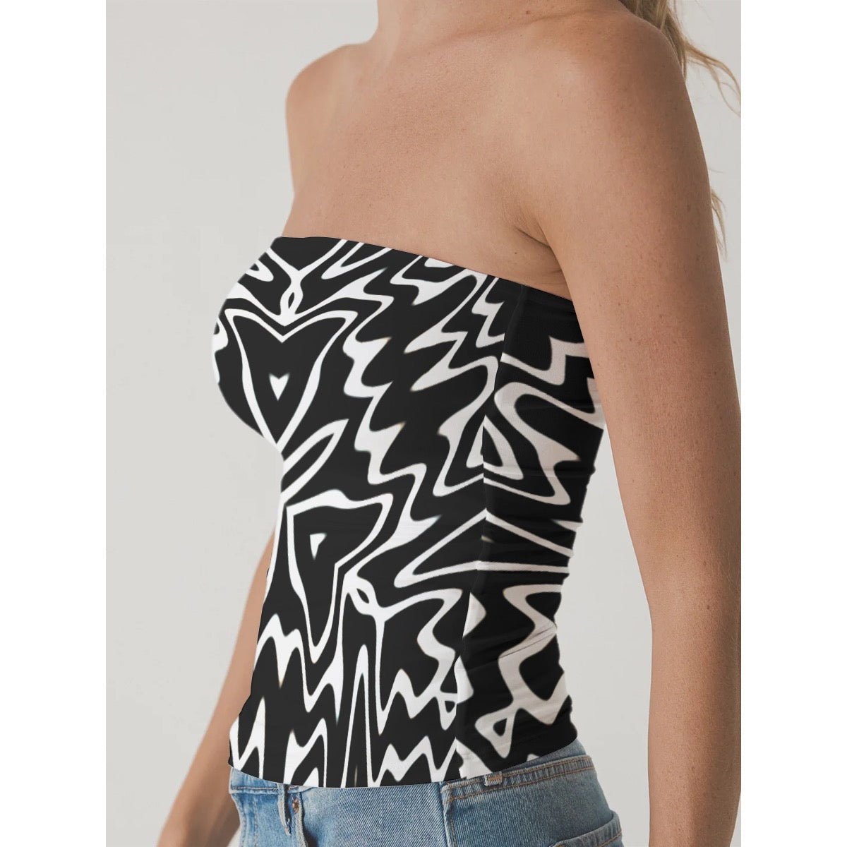 “Phantom Frequency” Women's Double-Layer Strapless Top