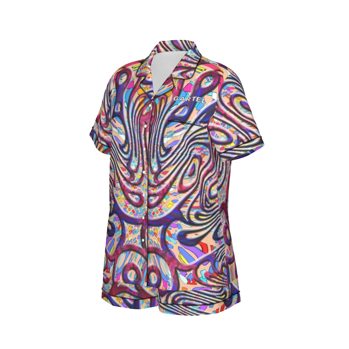 "Red Peacock" Women's Imitation Silk Pajama Set With Short Sleeve