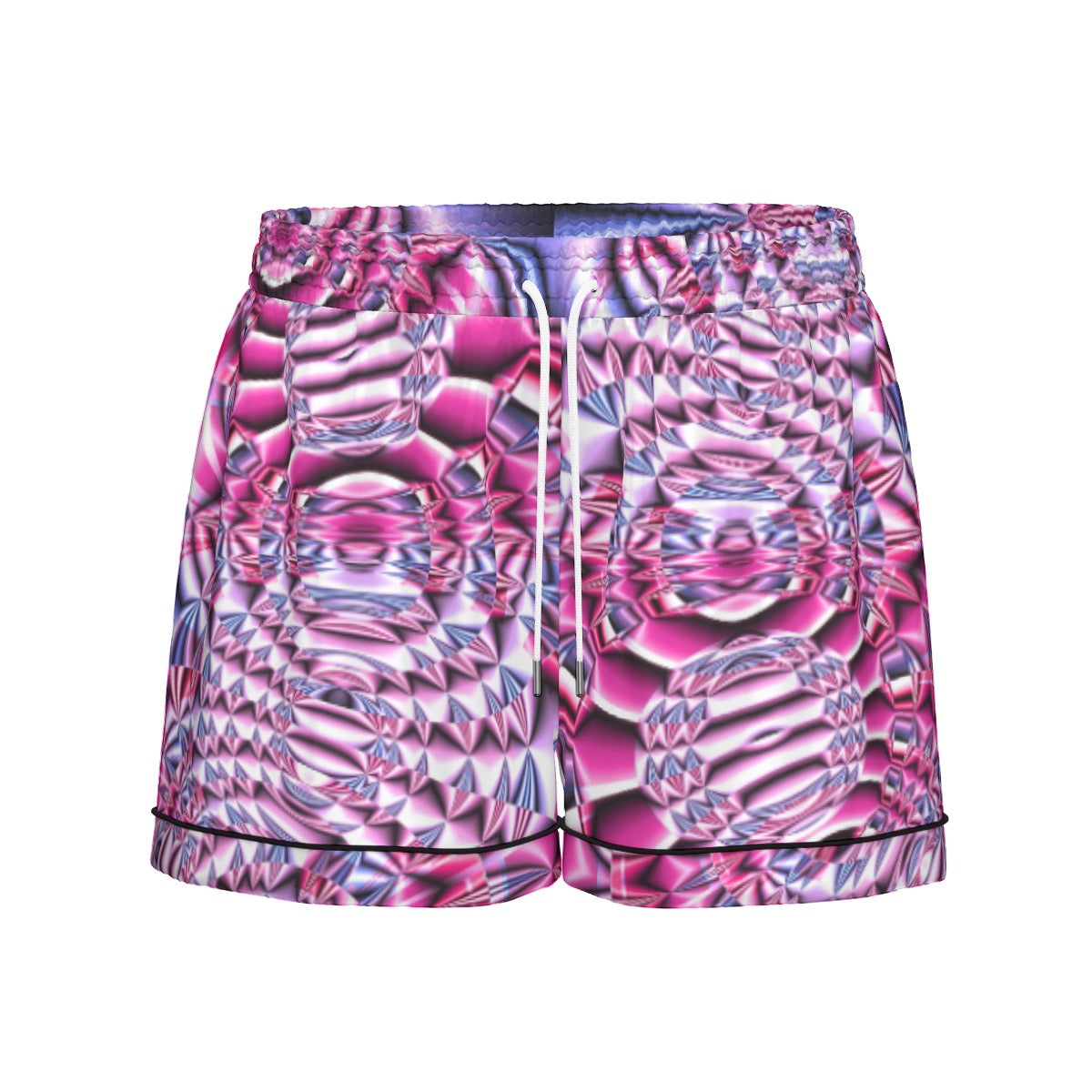 "Space Labyrinth" Women's Imitation Silk Pajama Set With Short Sleeve